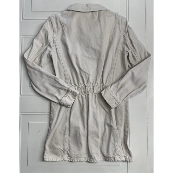 Zara White Denim Mini Dress Women Size Medium Snap Up Collared Cotton - Picture 6 of 6